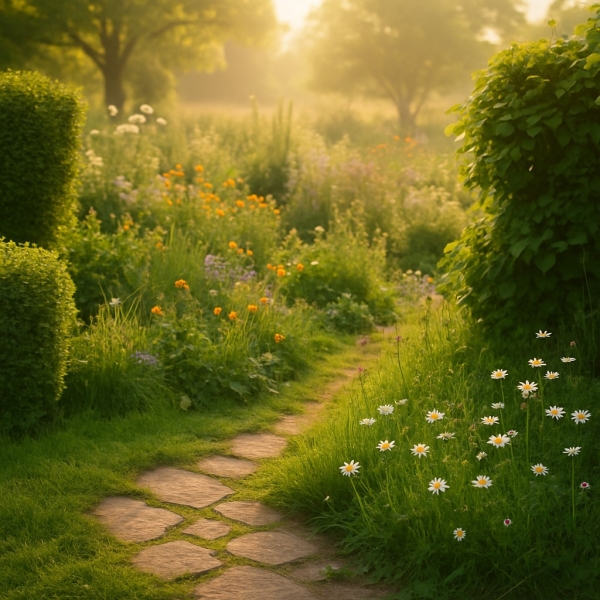 tuin met onkruid